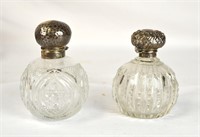 Two Cut Crystal Glass Perfume Bottles