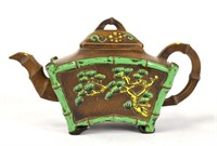Chinese Enameled Yixing Zisha Teapot