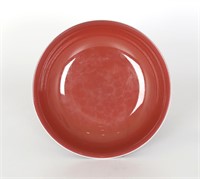 Chinese Iron Red Glazed Monochrome Dish
