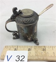 Vintage Sterling Silver Salt Caster With Spoon