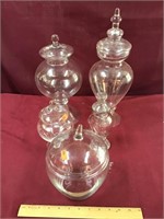 Five Glass Jars with Lids