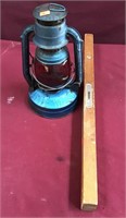 Vintage Dietz Lantern, Red Globe, Vintage Wood