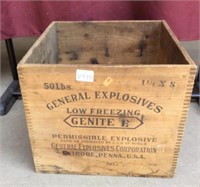 Antique General Explosives Corp. Genite E crate