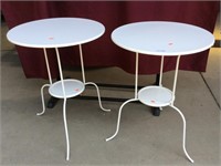 Pair of Nice Round Painted Metal Side Tables