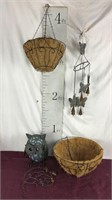 Outdoor Chimes, Planter Baskets, Solar Owl