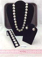 Silver Mercury Dime Necklace Bracelet Earrings Set
