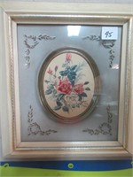 ELEGANT FRAMED FLORAL OVAL ARTWORK