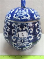 LOVELY BLUE AND WHITE BISCUIT JAR