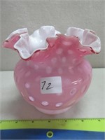 CHARMING PINK/CASE GLASS RUFFLED EDGE VASE