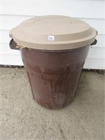 BROWN GARBAGE CAN WITH COVER