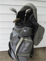 PING GOLF BAG AND CLUBS