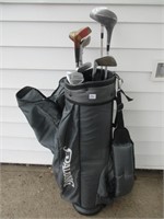 SPALDING GOLF BAG AND CLUBS