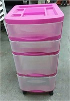 Pink Drawer Storage on Wheels
