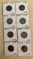 (8) WWII Nickels 1942-1948 P&S