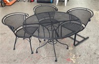 4-Pc Black Wrought Iron Patio Set W/ (3) Chairs