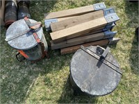 2 Metal Foot Pedal Waste Baskets & Saw Horse Legs
