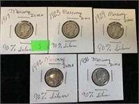 (5) Mercury Dimes