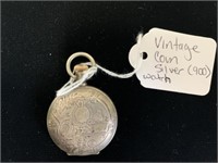 Engraved Waltham Coin Silver Pocket Watch