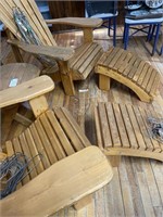 2  AMISH MUSKOKA CHAIRS WTH TABLE & FOOT RESTS