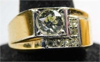 Man's rhinestone ring, 14KTGE, size 10