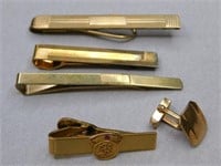 Gold filled tie bars and a cufflink, also Carson