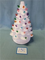 Battery Operated White Ceramic Christmas Tree