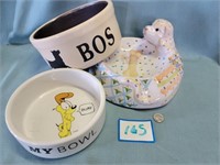 (3) Ceramic Dog Bowls