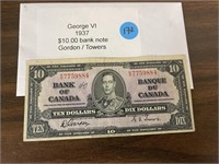 GEORGE VI 1937 $10 BILL