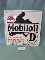Mobiloil Metal Embossed Sign 15"X15"