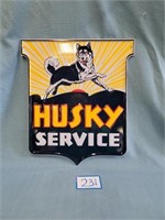 HUSKY SERVICE Sign Embossed 17"