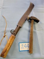 Vintage Machete and Cobbler Hammer