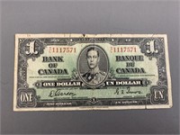 1937 Canadian One Dollar Bill