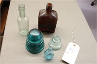 Antique bottles and insulator