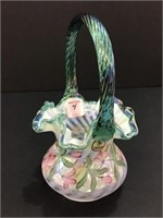 Fenton Floral Hand Painted Basket