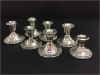 Lot of 7 Various Sterling Silver Candle Holders
