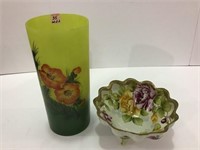 Lot of 2 Floral Painted Pieces Including