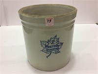 2 Gal Stoneware Crock-Front Marked Western