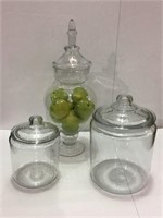 Set of 3 Lg. Glass Jars w/ Lids
