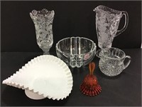 Lot of 6 Glassware Pieces Including Lead Crystal