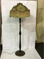 Floor Lamp w/ Antique Fabric & Fringe