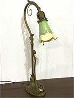 Metal Base Table Lamp w/ Art Glass Shade