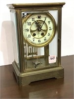Gilbert Brass & Glass Keywind Clock w/ Open