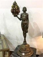 Tall Metal Nude Lady Statue Lamp