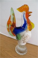 Large Glass Rooster Art Glass 13.5" high