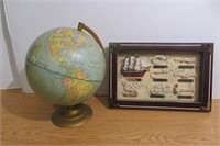 World Globe  12" h & Nautical Framed Decor