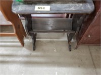 BLACK WOOD SIDE TABLE W/ BOOK STORAGE UNDERNEATH