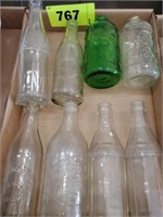 FLAT OF GLASS BOTTLES- BELLAIRE & OTHER BOTTLES