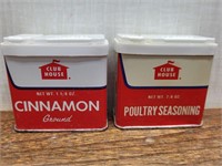 Vintage 2 Club House Tins 1 Cinnamon 1 Poultry