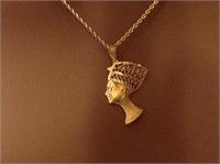 14K Gold Nefertiti Necklace And Chain