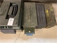 3  Metal & 1 Plastic Empty Ammo Boxes